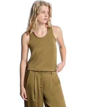 MICHAEL Michael Kors Mk Satin Racerback Tank Top - Green