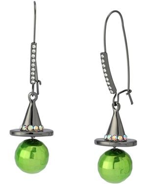 Betsey Johnson Witch Hat Disco Ball Dangle Earrings - Green