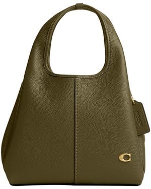 COACH Polished Pebble Leather Lana Shoulder Bag 23 - Green