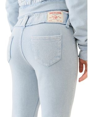 TRUE RELIGION Washed Raw Edge Big T Bootcut Pants | Distressed Denim With Signature Big T Stitching- Xs - Blue
