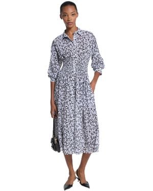 Michael Kors Midi Smock Shirt Dress - Blue