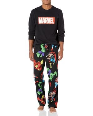 Amazon Essentials Marvel Flannel Pyjama Sleep Sets - Black