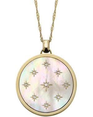 Fossil Classic Mother-of-pearl Gold-tone Stainless Steel Pendant Necklace - Metallic