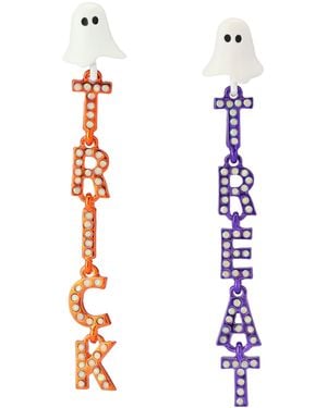 Betsey Johnson Halloween Ghost Trick Or Treat Linear Earrings - White