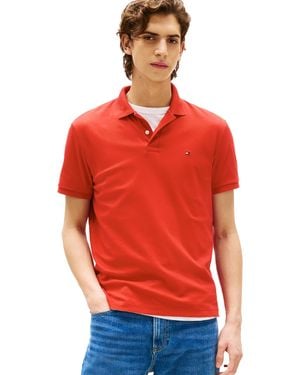 Tommy Hilfiger Liquid Cotton Regular Short Sleeve Polo,brilliant Orange X-large - Red