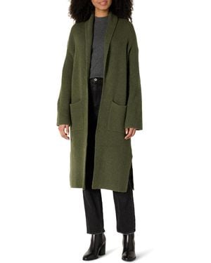 Amazon Essentials Cardigan Lungo Oversize in Misto Cotone con Cuciture a Trama Pesante Donna - Verde