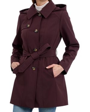 Michael Kors Belted Raincoat With Detachable Hood - Purple