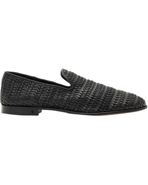 John Varvatos Venice Woven Slip On Loafer Flat - Black