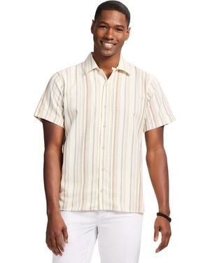 Izod Luxury Classics Short Sleeve Textured Button Down Shirt - White