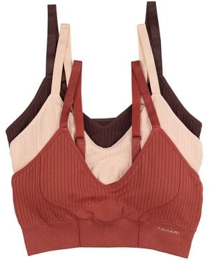 Tahari 3-pack V-neck Seamless Comfort Bra - Red