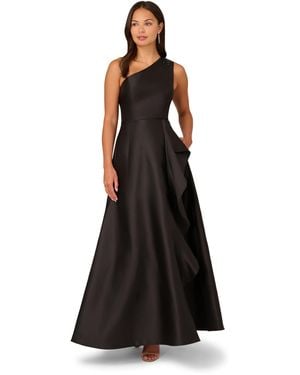 Adrianna Papell One Shoulder Mikado Gown - Black