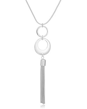 Nine West Ring Around Silvertone Tassel Pendant Necklace - Black