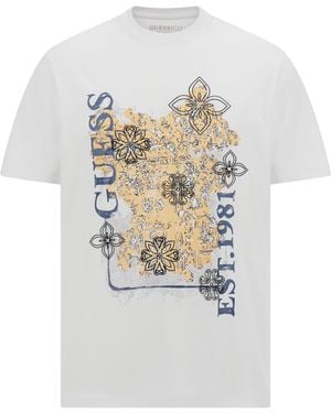 Guess Eco Short Sleeve Faded Flower Tee - White