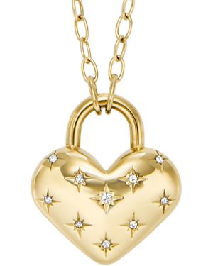 Fossil Sadie All My Love Gold-tone Stainless Steel Heart Pendant Necklace - Metallic