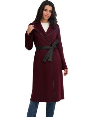 Tahari Double-faced Luxury Soft Wool Blend Long Line Wrap Coat - Red