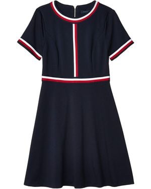 Tommy Hilfiger Sportswear Short Sleeve Flare Ponte Dress - Blue