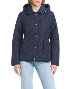 Jones New York Ladies Lightweight Quilted Jacket With A Hood - Blue