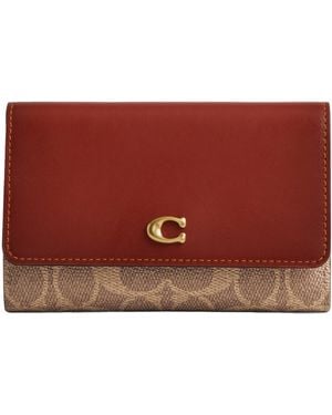 COACH Coated Canvas Signature Essential Medium Flap Wallet - Red