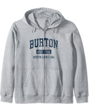 Burton South Carolina Sc Vintage Athletic Sports Design Zip Hoodie - Gray