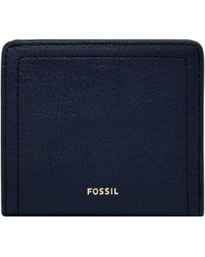 Fossil Logan Leather Rfid-blocking Bifold Wallet - Blue