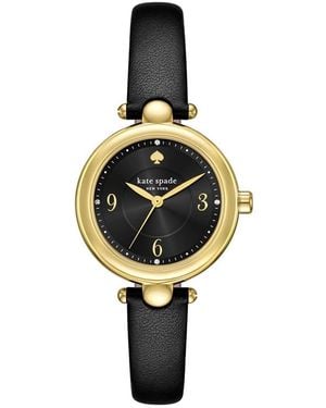 Kate Spade Gracie Black Leather Watch - Metallic