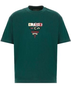 Guess Maglietta a triangolo astratto a maniche corte da uomo - Verde