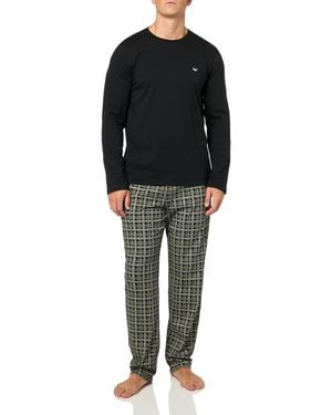 Emporio Armani Pattern Mix Long Pajamas - Black