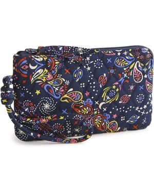 Vera Bradley Premium Cotton Zip Wristlet - Blue