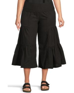 XCVI Linen Side-tier Palazzo - Black