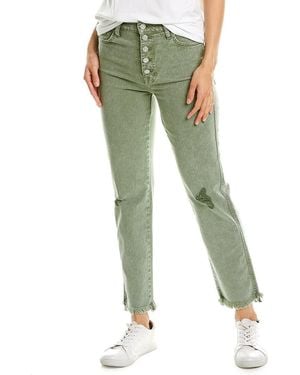 7 For All Mankind High-waisted Crop Straight Exposed Buttons In Mineral Olive Mineral Olive 28 - Green