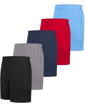 Hanes Pack, 5-pack, Cooldri Athletic Shorts For , Moisture-wicking, Odor Control, 7" Inseam, Light Blue/deep Red/navy/graphite/black - Multicolor