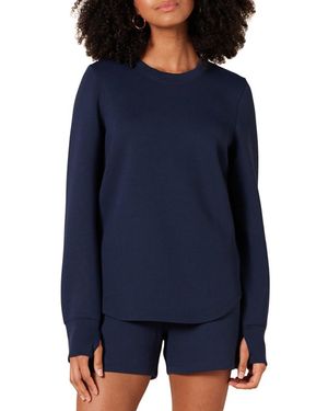 Amazon Essentials Langärmliges Active-Sweat-Sweatshirt mit Rundhalsausschnitt und normaler Passform - Blau