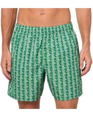 Lacoste Monogram Swim Trunks - Green