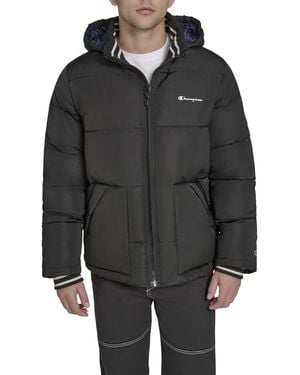 Champion Quilted Full-zip Hooded Puffer Jacket - Black