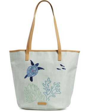 Vera Bradley Straw Bucket Tote Bag - Blue