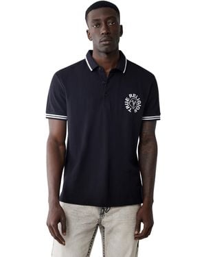 True Religion Ss Buddha Patch Polo | Short Sleeve Polo Shirt With Buddha Logo | Jet Black- L