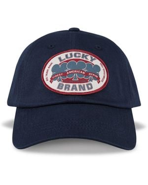 Lucky Brand Cotton Embroidered Baseball Cap With Adjustable Straps For And - Blue
