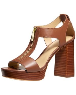 Michael Kors Berkley Mid Sandal (Luggage) Sandals - Brown