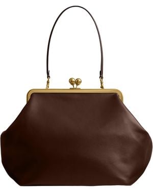 COACH Large Kisslock Frame Bag - Brown
