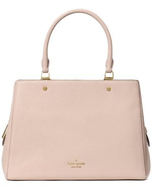 Kate Spade Leila Pebbled Leather Medium Triple Compartment Satchel - Natural