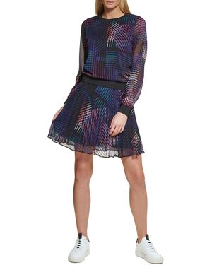 DKNY Cropped Elevate Sheer Sleeve Sportswear Top - Blue