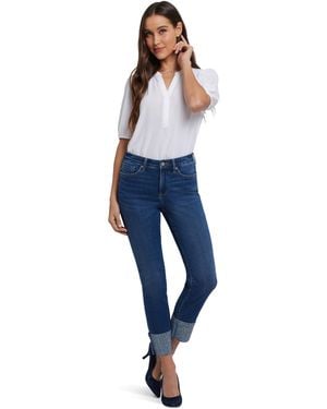 NYDJ Sheri Slim Ankle Rhinestone Cuff Jeans In Vintage Lapis - Blue