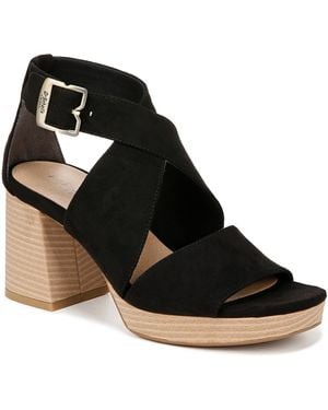 Dr. Scholls S Maya Block Heel Sandal Black Microfiber 11 M