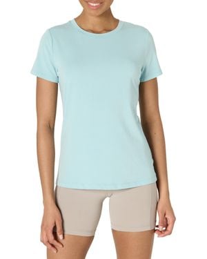 Amazon Essentials Active Soft Cotton Regular Fit Crewneck Short Sleeve Lightweight Yoga Workout T-shirt - Blue