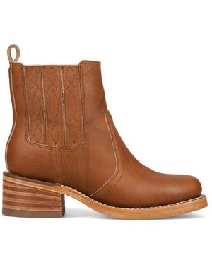 Frye Premium 5.75" Leather Boots With Luxurious Lining And Leather Outsole With Chunky 1.75" Block - Brown