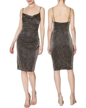 Laundry by Shelli Segal Tonal Animal Ruched Slip Dress - Black