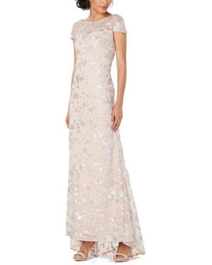 Calvin Klein Cap Sleeve Gown With V Neck Back - Natural