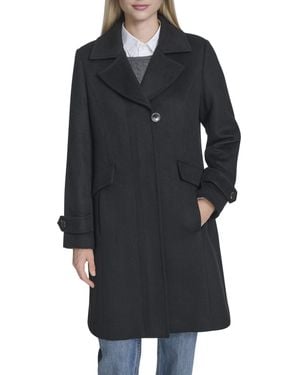 Cole Haan Outerwaer Flap Pocket Coat With Pleated Detailing - Black