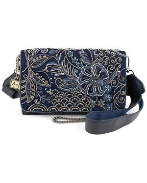 Mary Frances Kismet Beaded Waist Belt Bag Crossbody Handbag Clutch Festival Evening Purse - Blue