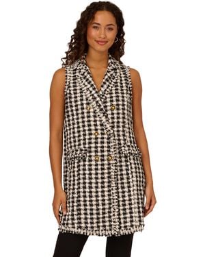 Adrianna Papell Raw Edge Tunic Vest Jacket - Multicolor